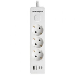 Orbegozo Regleta con interruptor 3100 3 tomas de corriente 2 USB 2 USB tipo-C cable 1.4m blanca